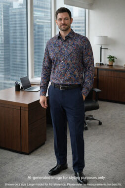 Robert Graham Ashborn Tailored Fit Shirt – Modern Americana Men’s Large Cotton